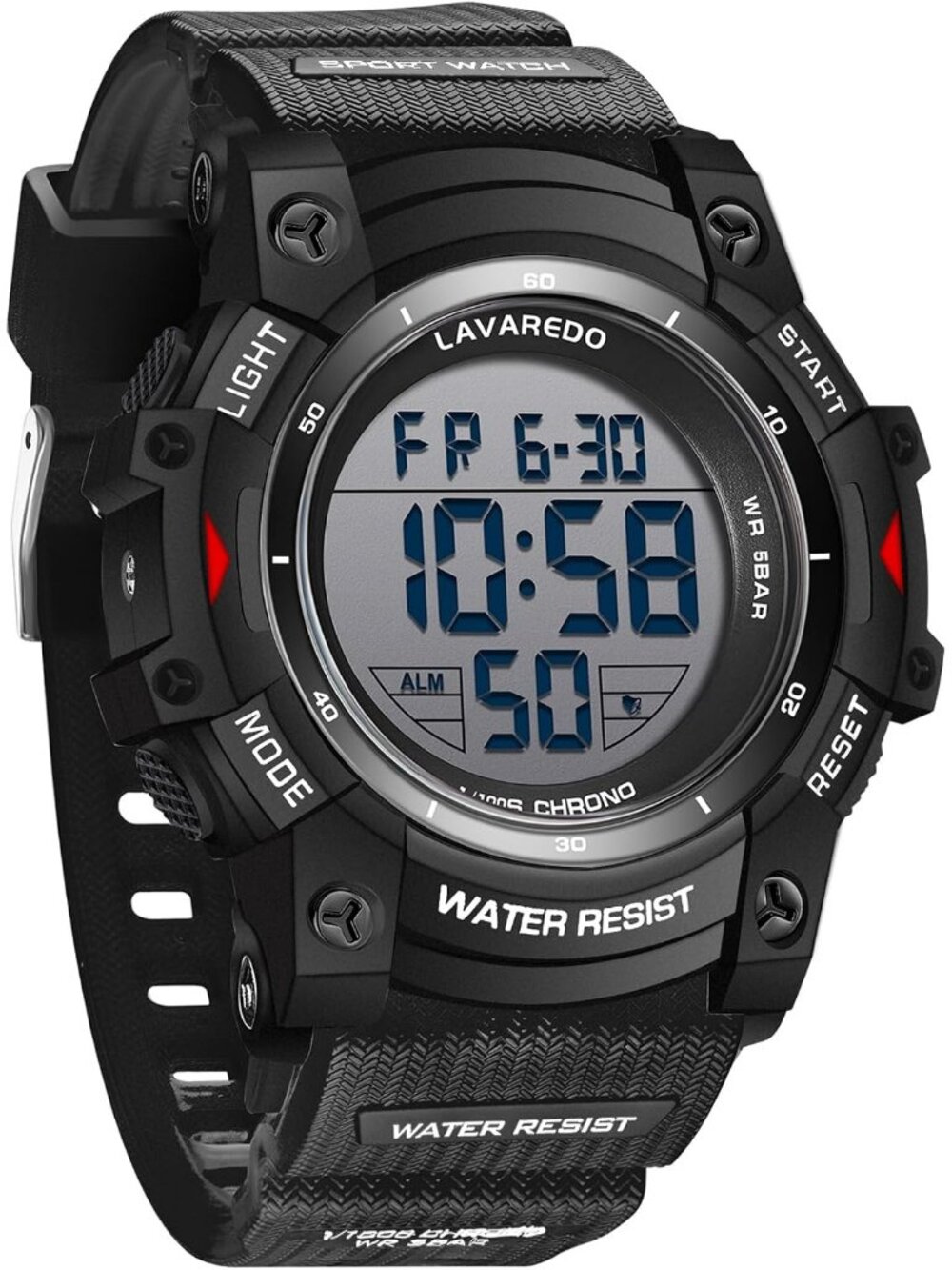 Men's Black Sports Outdoor Waterproof Digital  LED Backlight Wrist Watches
